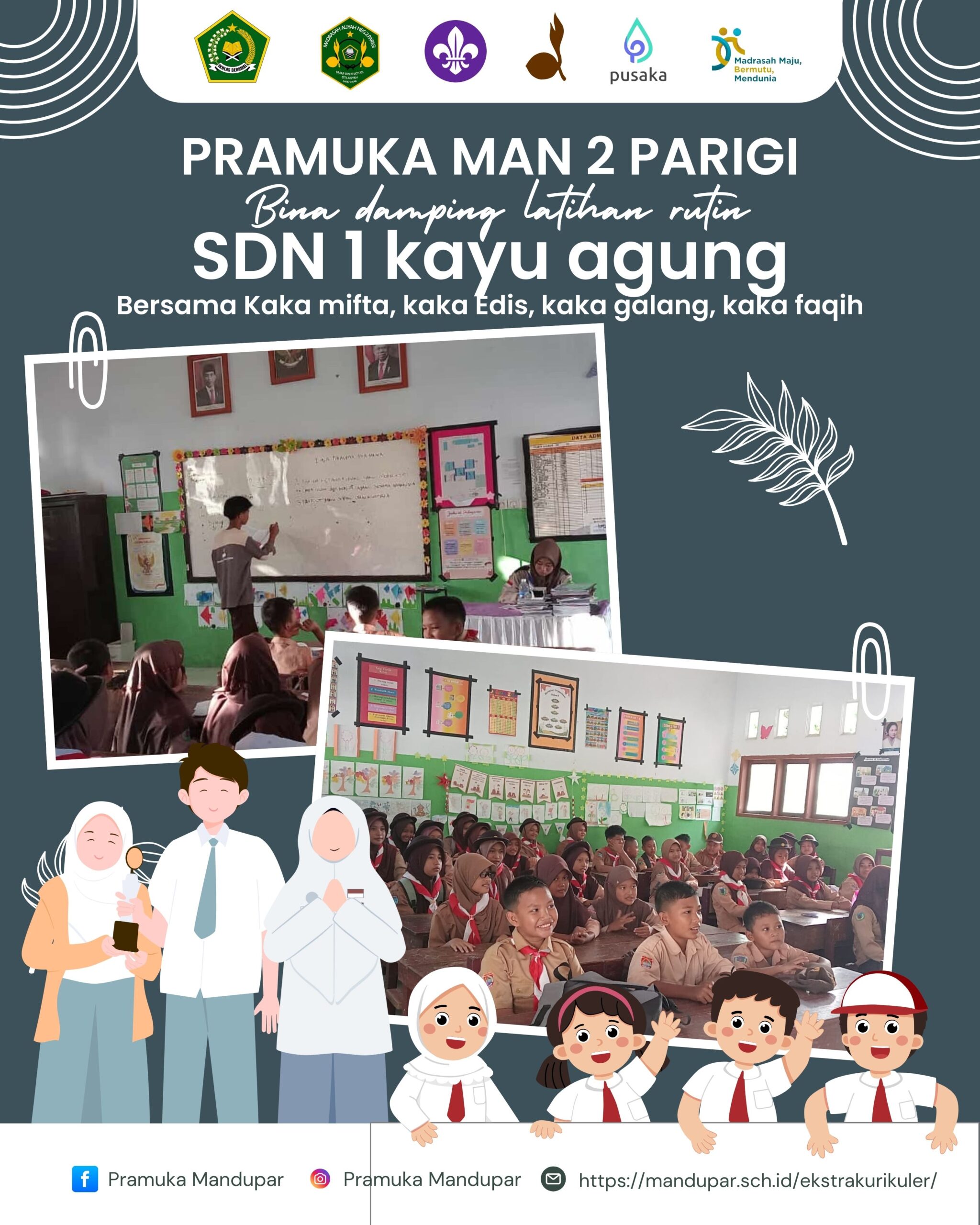 Pramuka MAN 2 Parigi Gelar Bina Damping di SDN 1 Kayu Agung