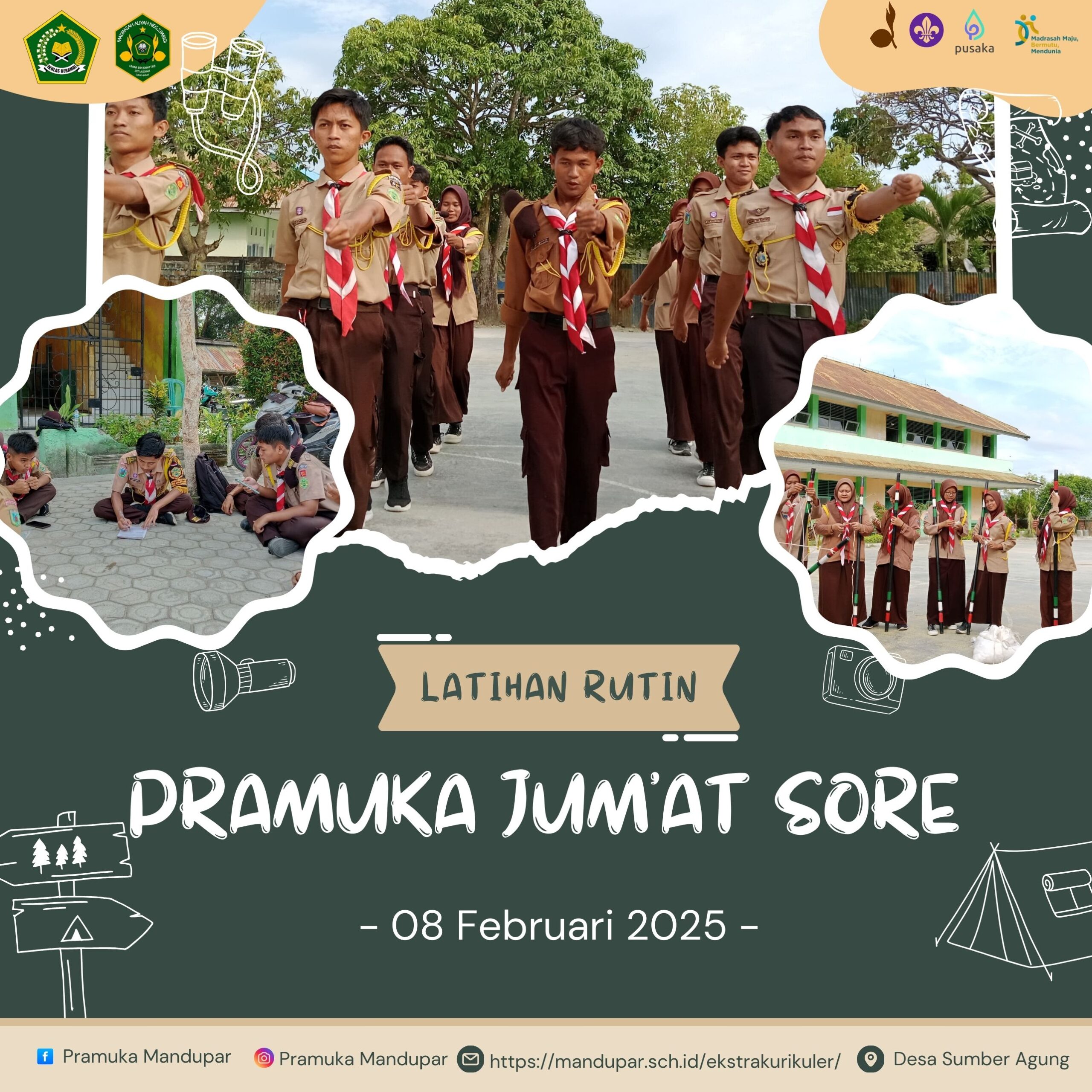 Latihan Rutin Pramuka MAN 2 Parigi dengan Agenda Teknik Kepramukaan (Tekpram)